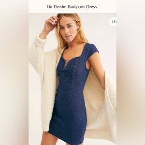 Free People Lia Denim Bodycon Dress (S)